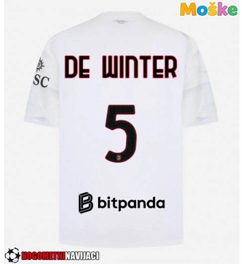 Moške Nogometnih dresov AC Milan Koni De Winter #5 Gostujoči 2026-27 Kratki rokavi Moške Nogometnih dresov AC Milan Koni De Winter #5 Gostujoči 2026-27 Kratki rokavi